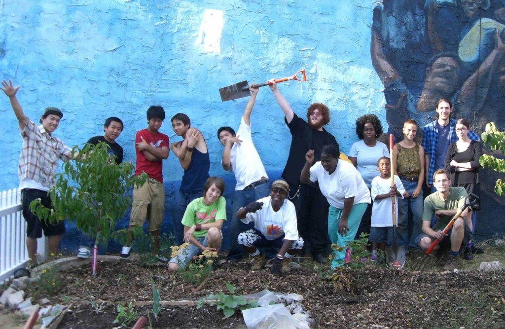 POP's very first orchard planting with the Youth Leadership Council of the United Communities of Southeast Philadelphia in spring 2007. 
